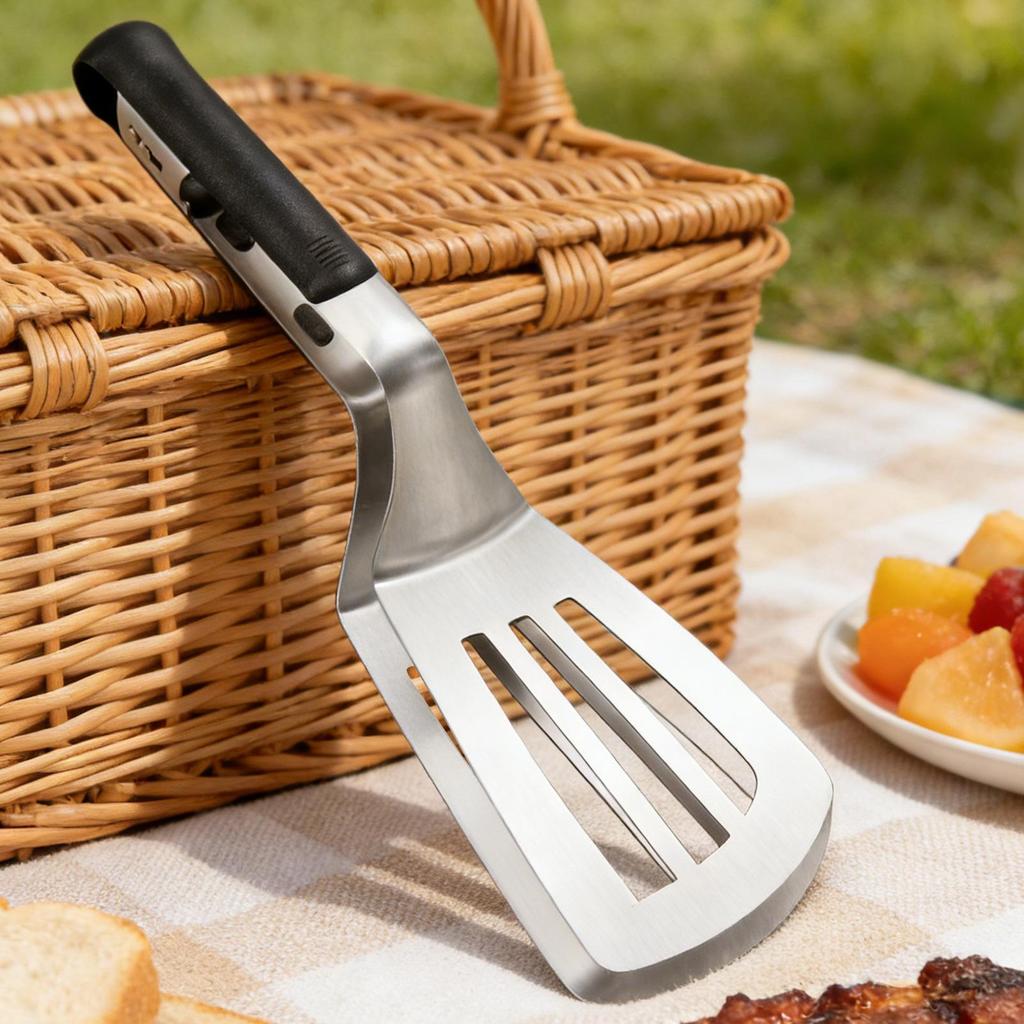 Stainless Steel Barbecue Clip Anti-Scald Extended Handle Egg Flipper Kitchen Grill Clamp Spatula Barbecue Clip Shovel