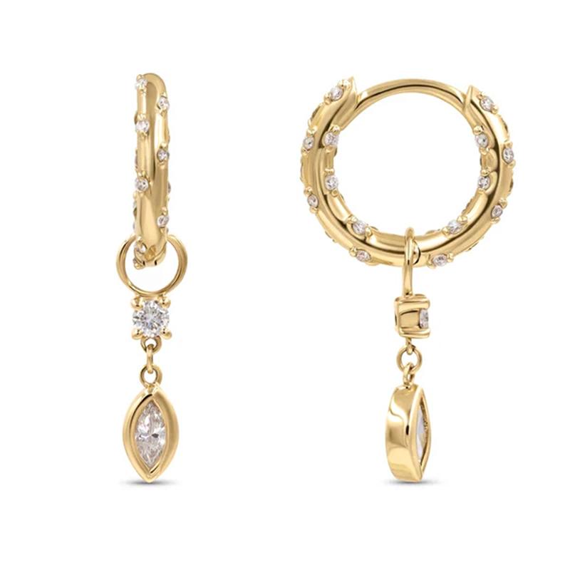 925 Silver Water Drop Hoop Earrings For Women Bohemian Beach Summer Dangle Jewelry