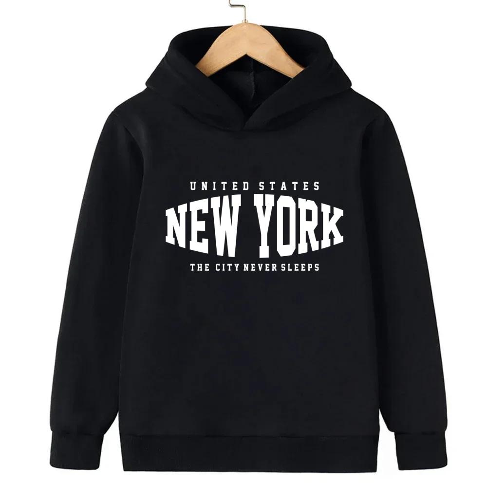 New York Jungen und Mädchen Hoodies Herbst/Winter Hoodies Langarm Klassische Lässige Minimalistische Jacken Kinder Buchstaben Hoodies
