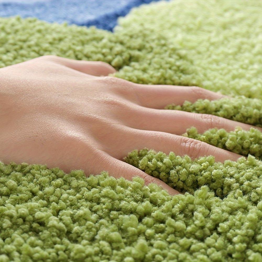 Absorbent Moss Rug Non Slip Bedside Small Carpet Flower Pattern Simulated Moss Bath Mat  Bathroom