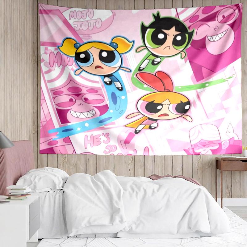 Powerpuff Wall Hanging Tapestry Wall Cloth Tapestries Decor Wall Bedroom Decoration