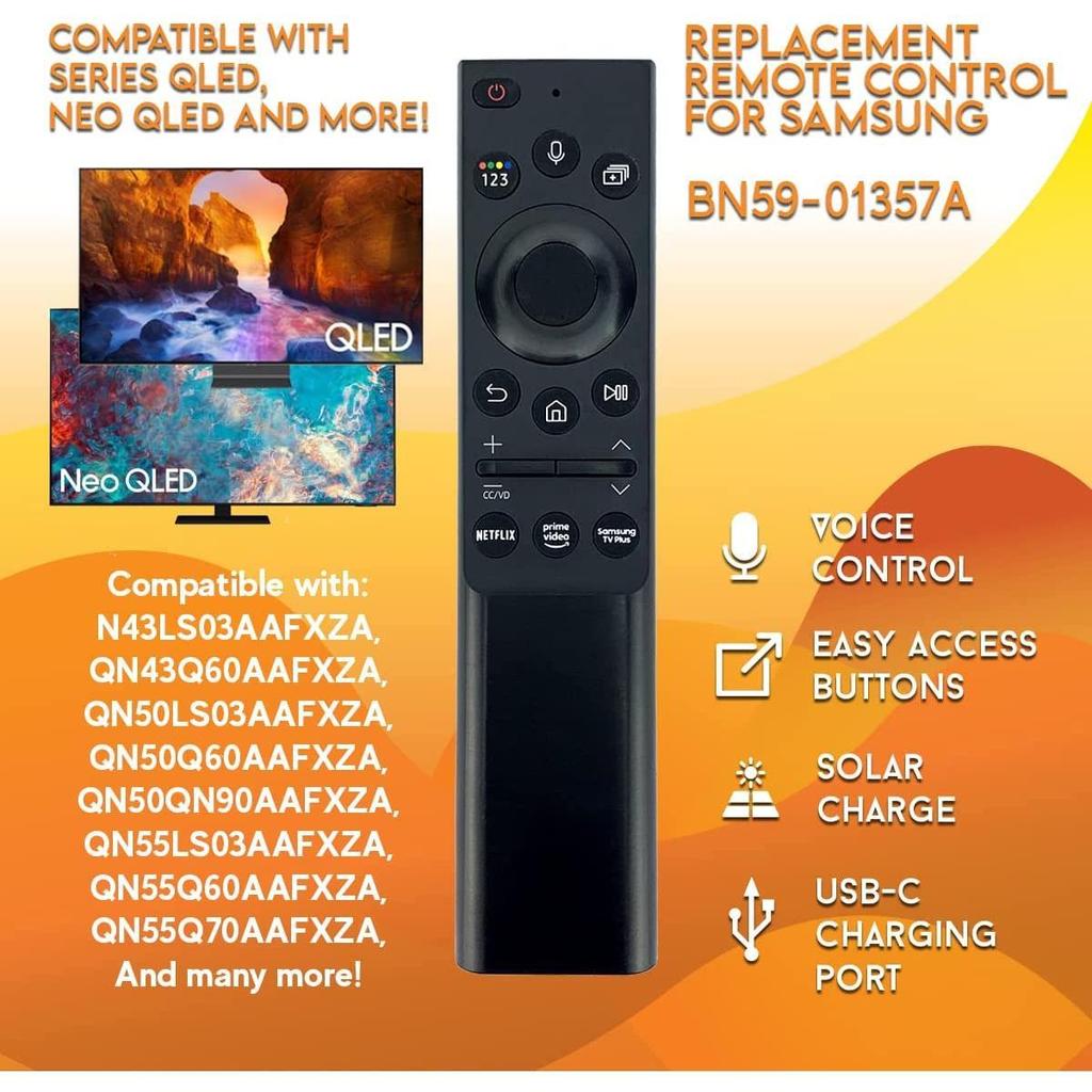NEW  BN59-01357A Voice Remote Control for St 2021 Models QLED 4K or 8K Smart TV QN55QN85 Rechargeable Solar Cell