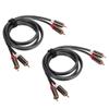 2Pcs RCA Cables Cord 2 To 2 AV 4 Head Power Amplifier Audio Cable for Subwoofers 3.3ft Long