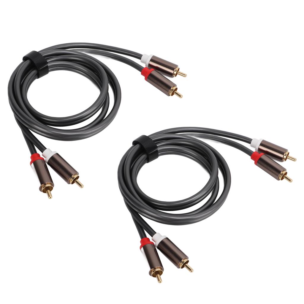 2Pcs RCA Cables Cord 2 To 2 AV 4 Head Power Amplifier Audio Cable for Subwoofers 3.3ft Long
