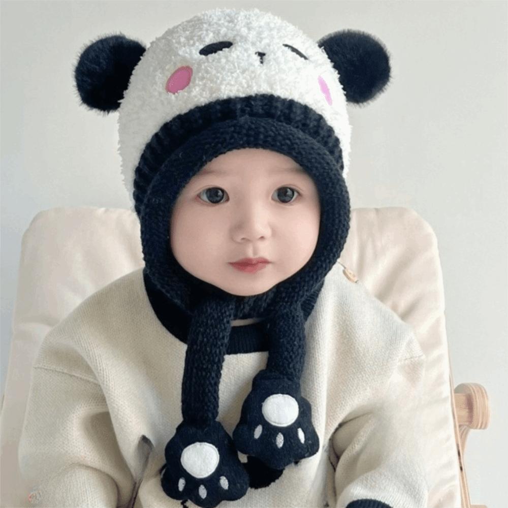 Pig Knitted Hat Bear Ear Protection Hat Cute Baby Plush Hat  Boy