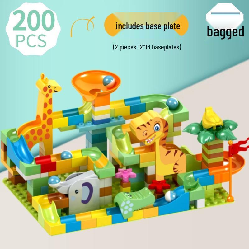 Blocuri de construit compatibile pentru circuit cu bile pentru copii cu vârste cuprinse între 3 și 6 ani: Jucării Educative cu Tobogane pentru Băieți și Fete