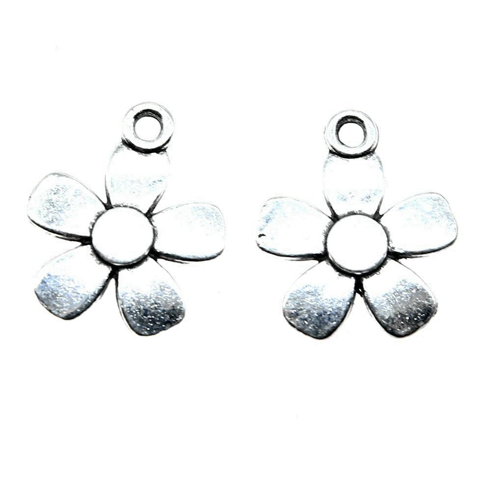 Simple Flower Charms Antique Alloy Pendants For Minimalist Floral Jewelry