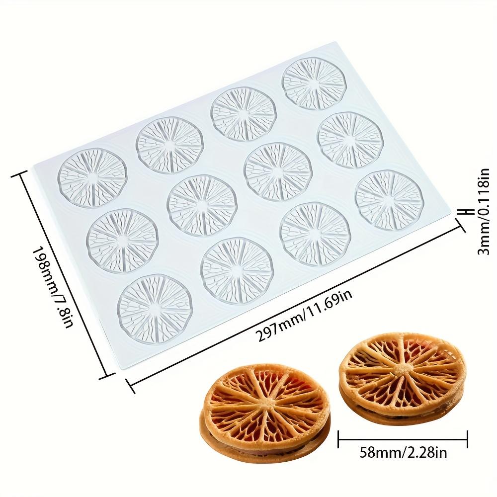 12-Hole Lemon Lace Silicone Mold, Exquisite Lemon Slice Texture Baking Mold, Cookie Chocolate Candy Decoration Mold, Food-Grade Silicone