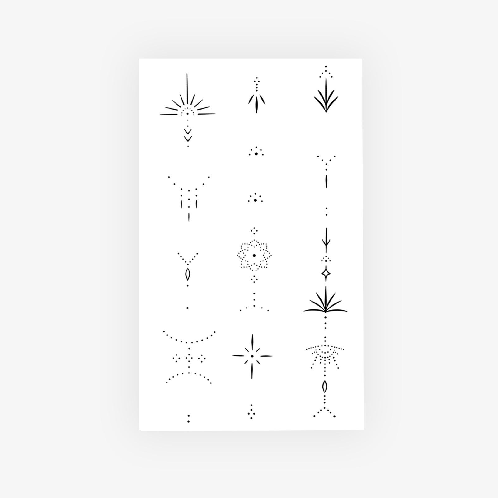 Dark Polka Dot Starlight Tattoo Sticker, Waterproof And Sweat-Proof, Sweet And Cool Babes, Finger Joint Simulation Tattoo Sticker. 9*15