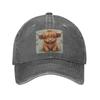 Highland Cow Cartoon Animal Denim Fabric Cap Casual Baseball Caps Adjustable Hat Summer Unisex Baseball Hats