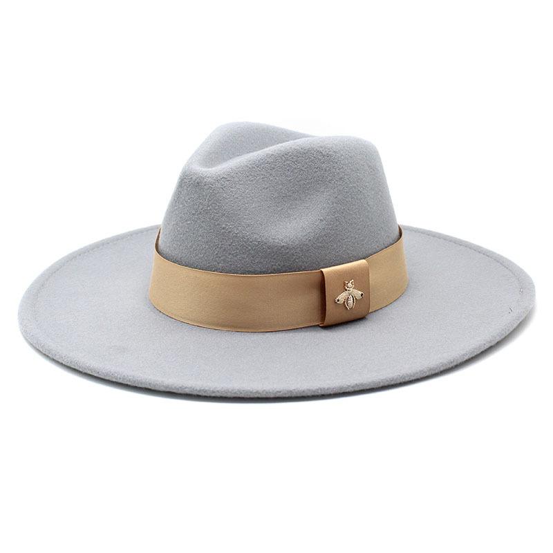 

Шерстяная шляпа с большими полями, мужская и женская джазовая шляпа, британская простая фетровая шляпа в форме сердца персикового цвета с вогнутым и выпуклым верхом M（56-58cm） светло-серый