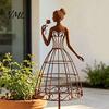Botanical Garden Decor for Outdoor Spaces Vintage Lady Trellis Stake, Rustic Metal Silhouette Plant Support Climbing Stylish Art Accents Vines