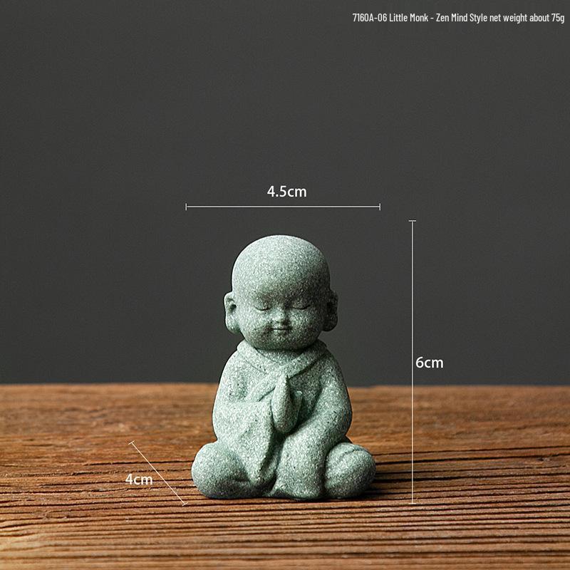 Porcelain Green Sandstone Buddha Ornament for Zen Fish Tank or Bonsai Display