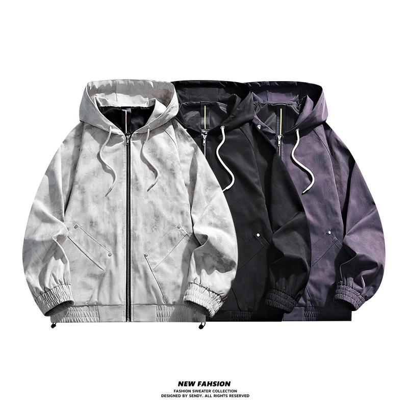 Men's Spring and Autumn New American Men's Jacket Loose Casual Versatile Waterproof Cargo Jacket Men's Plus Size