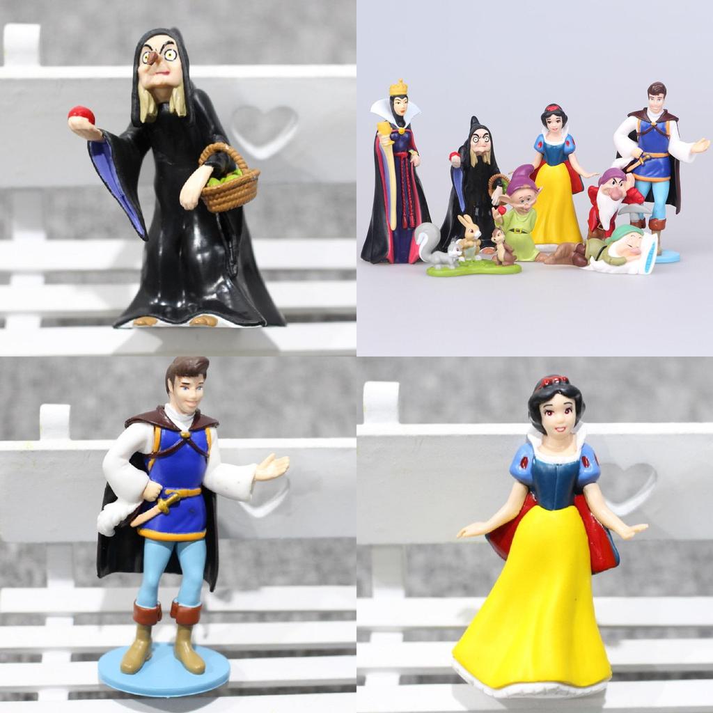 Bezauberndes Schneewittchen und die sieben Zwerge – Böse Königin, Prinz, Hexe – 8-teiliges PVC-Figuren-Set