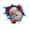 Christmas 3D Break Wall Santa Claus Wall Sticker Self Adhesive Removable 2027 Xmas Decor Bedroom Home Window Party Decor