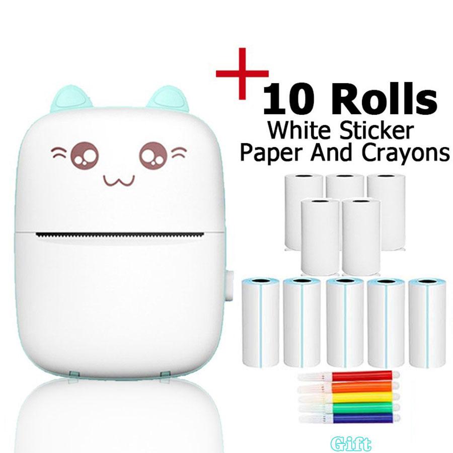 Portable Printer Bluetooth Connection Inkless Thermal Student Pocket Mini Label Printer School Office Supplies Stationery