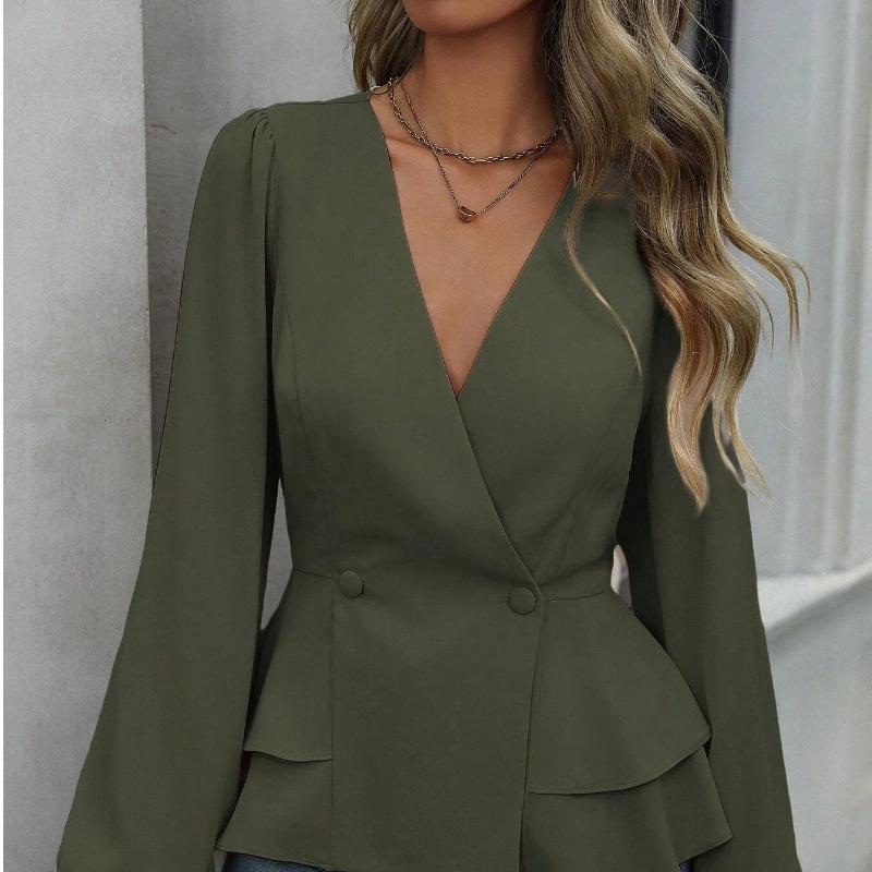 2026 New Light Mature Style Slim Fit Waist Cinching French Lace Waist Pinching Shirt L