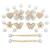 24PCS Summer Fashion Shoe Charms Set Accessories for Clogs Shoe Buckle Butterfly Pearl Flower Chain DIY Shoes Decorations