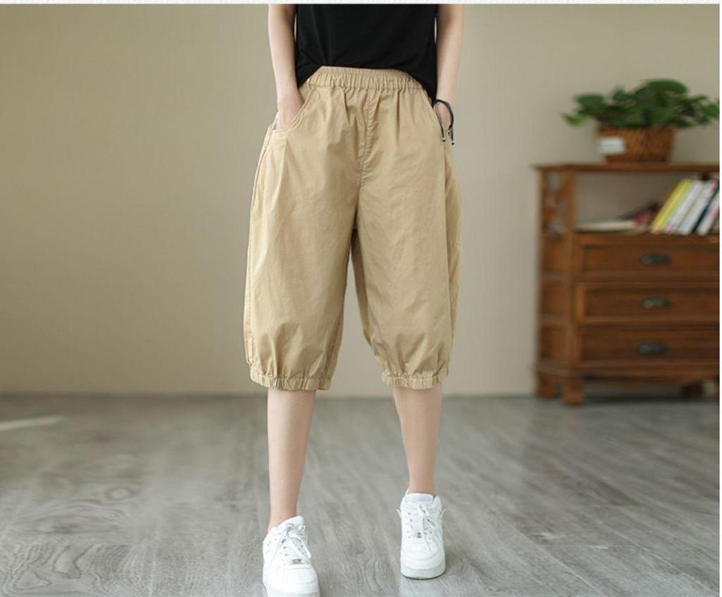 Women's Ethnic Style Plus Size Wide-Leg Shorts with Pockets