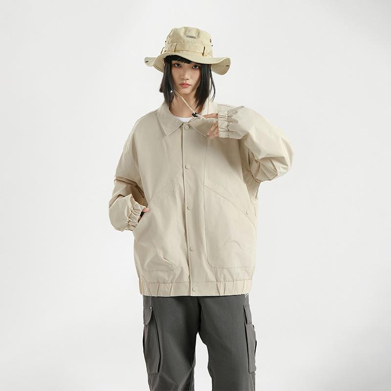 

Весенне-осенняя куртка с лацканами, бейсбольная куртка для мужчин и женщин, повседневная одежда для активного отдыха 3XL хаки