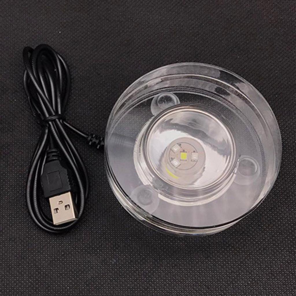 Multicolor LED Illuminated Base With USB Power for Crystals Display and Artwork Showcase Sturdy Plastic Designs