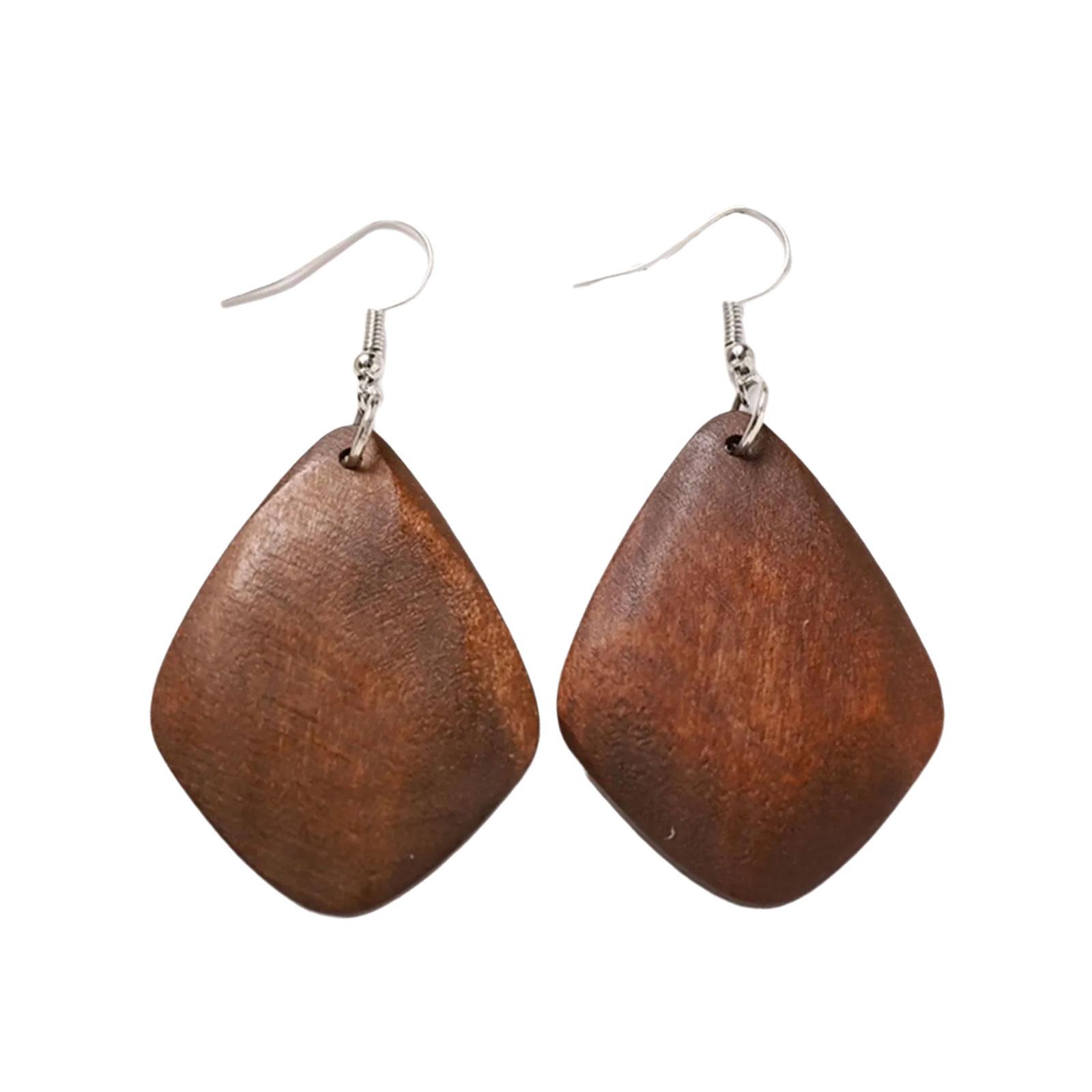 Hölzerne Hängeohrringe mit geometrischem Design, leicht und bequem, geeignet für den täglichen Gebrauch und besondere Anlässe 15 brown