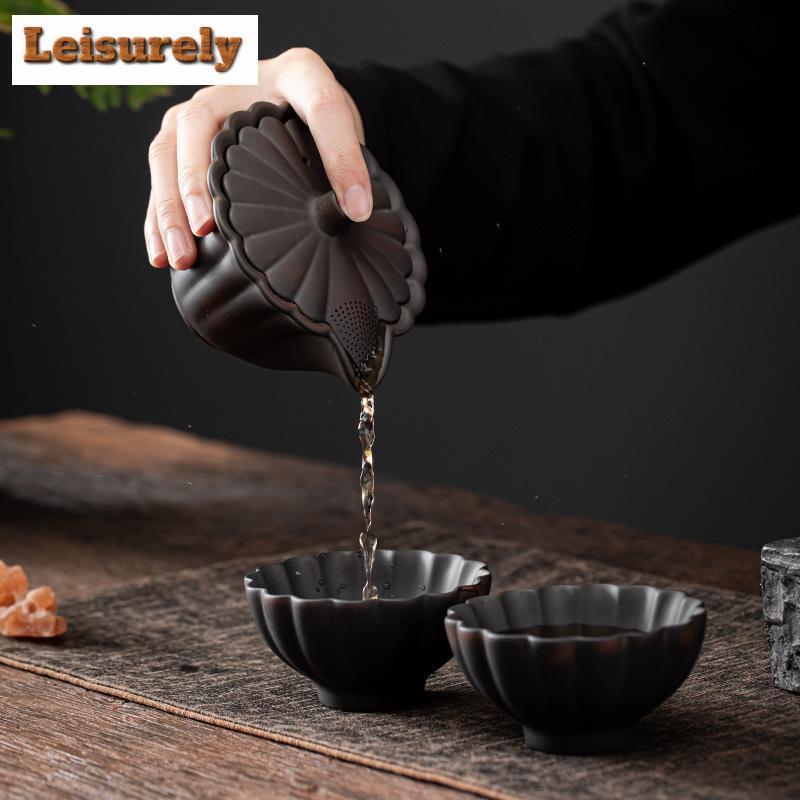 150 ml Qingxi Lila Keramik Blütenblätter Gaiwan Japanische Handgreifende Teeterrine Teebereiter Deckelschale Chinesisches Teeset Sammlung Geschenk