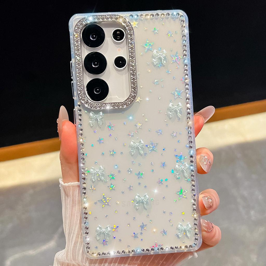Samsung Galaxy A57 Glitzer Strass Schleife Handyhülle