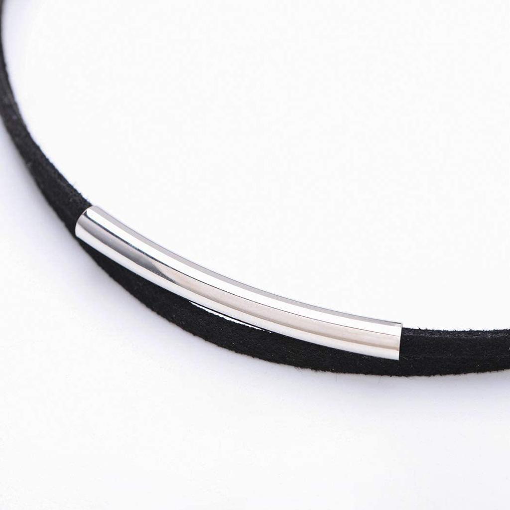 European and American Hot-selling Flannel Double-layer Short Collar Metal Tube Choker Neck Chain Gothic Black Necklace Women