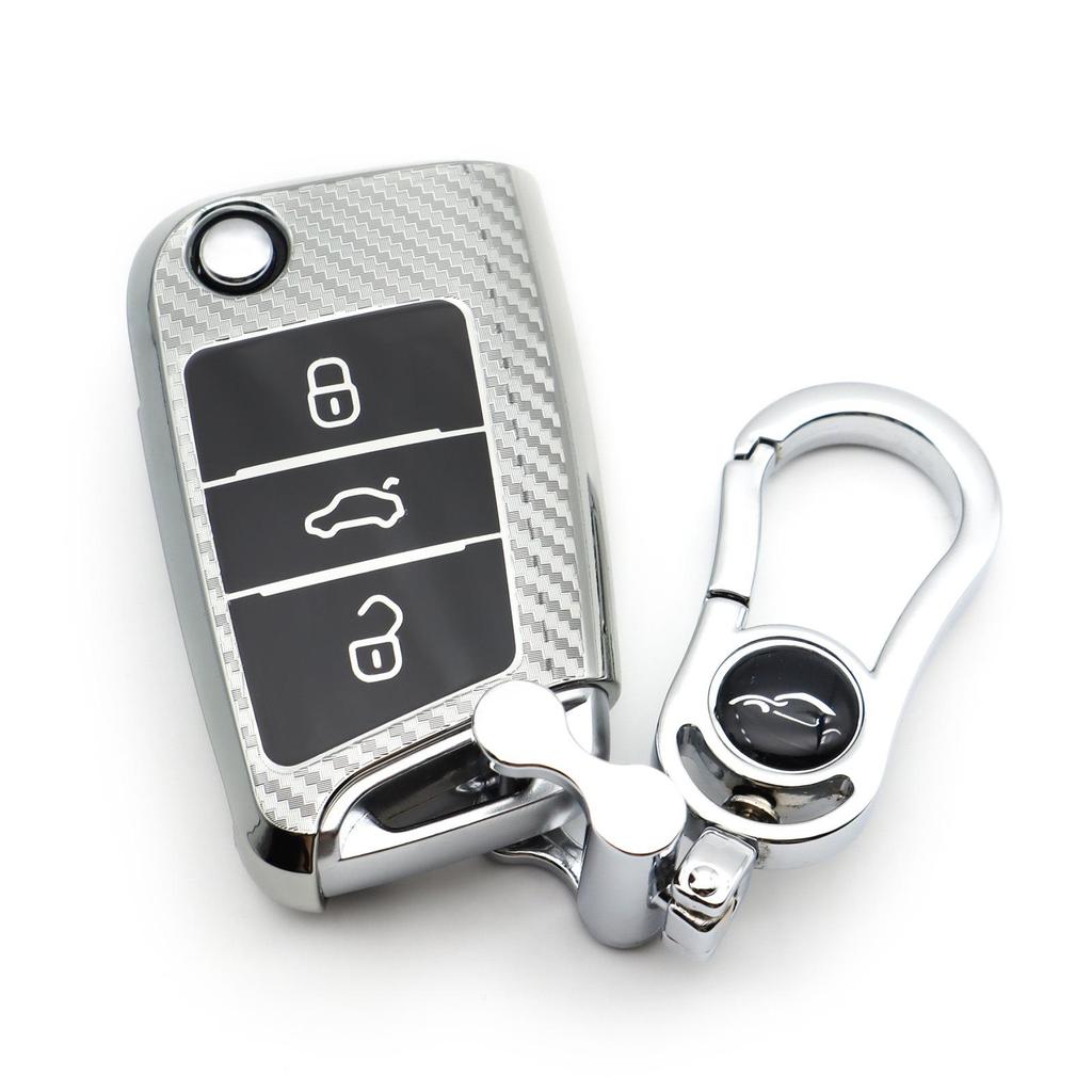 Carbon Fiber Key Case for Volkswagen Golf, Passat, Tiguan - Fits New & Old Models