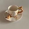 Matte Glaze Ceramic Cup and Saucer Set, French Style Coffee Mug