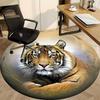1pc Tiger Print Chair Carpet for Office Non-Slip, Machine Washable Rug for Office - Holiday DecorMachine Made yy251029023