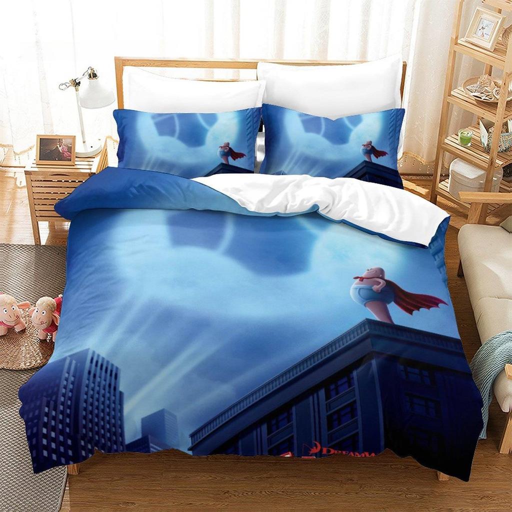 Fashion Cartoon Kawaii Captain Underpants Bedding Set Single Twin Full Queen King Size Bed Set Adult Kid Bedroom Duvetcover Sets