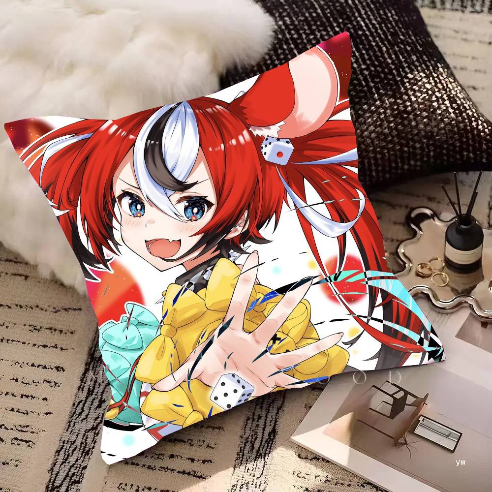 Anime H-Hakos Baelz Pillow Case Fashion Square Pillowcase Bedroom Sofa Room Ins Decoration Leisure