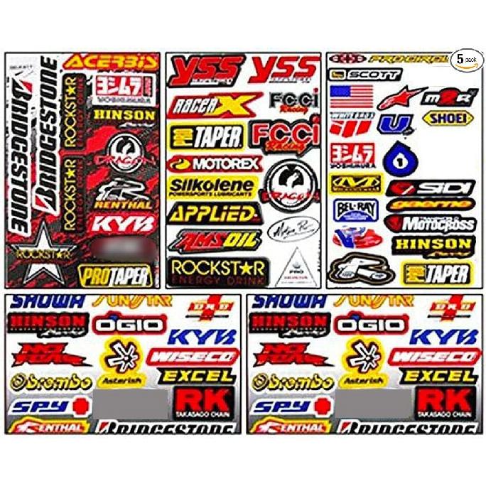 Set of 5 Motocross Dirt Bike Helmet Decal Kit Sticker Sheets #501