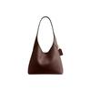 Brooklyn 28 Medium Hobo Bag In Maple Brown Grain Leather Magnetic Snap Closure Gold Brand Logo Print Handheld/Shoulder Bag Women's Style