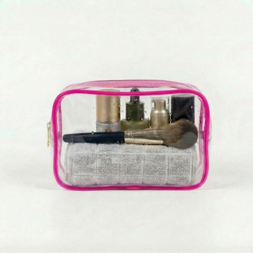 In-Stock Transparent PVC Makeup Tote: Dustproof, Portable Zipper Bag for Travel Toiletries & Daily Essentials