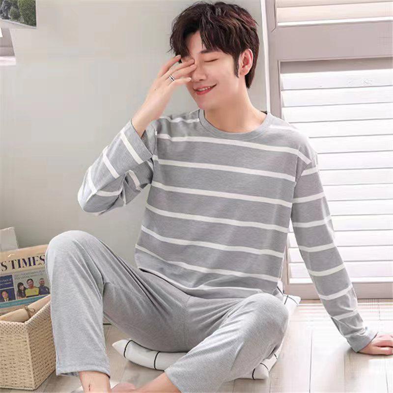 Spot Men's Long Sleeve Pajamas - Spring/Fall Home Wear, Youth/Middle-aged Thin Winter Set