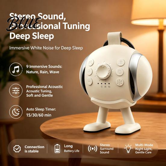 Wireless Baby Sleep Soother White Noise Sound Machine with Bluetooth-compatible Speaker Portable Infant Aid USB Rechargeable Speaker for Sleep,