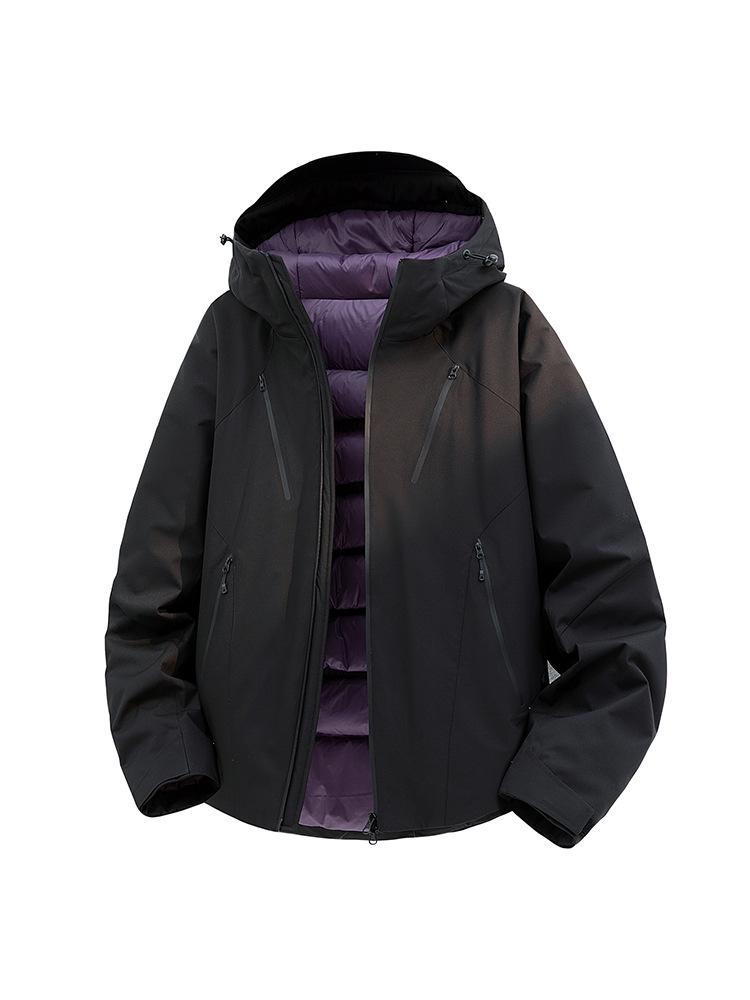 Men's Windproof Waterproof Down Jacket: Teen Casual Hooded Solid Color Outerwear for Autumn and Winter