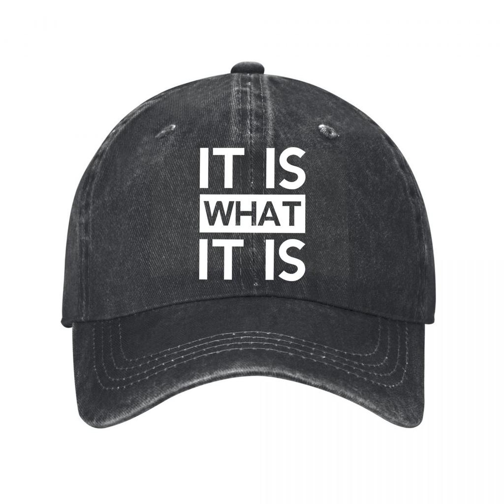 It Is What It Is Black Casual Snapback Hat New Vintage Washed Cotton Baseball Cap Parent Kids Sun Hats