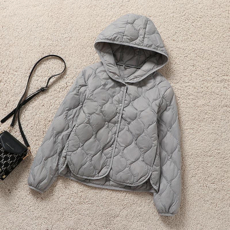 Women's Autumn and Winter Lightweight Warm Jacket Windproof Slim Hooded Outwear