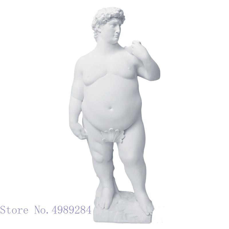 Creativity Resin Figure Sculpture David Obesity Fat David Handicraft Statue Nude Naked Man Body Art Home Decoration Ornaments