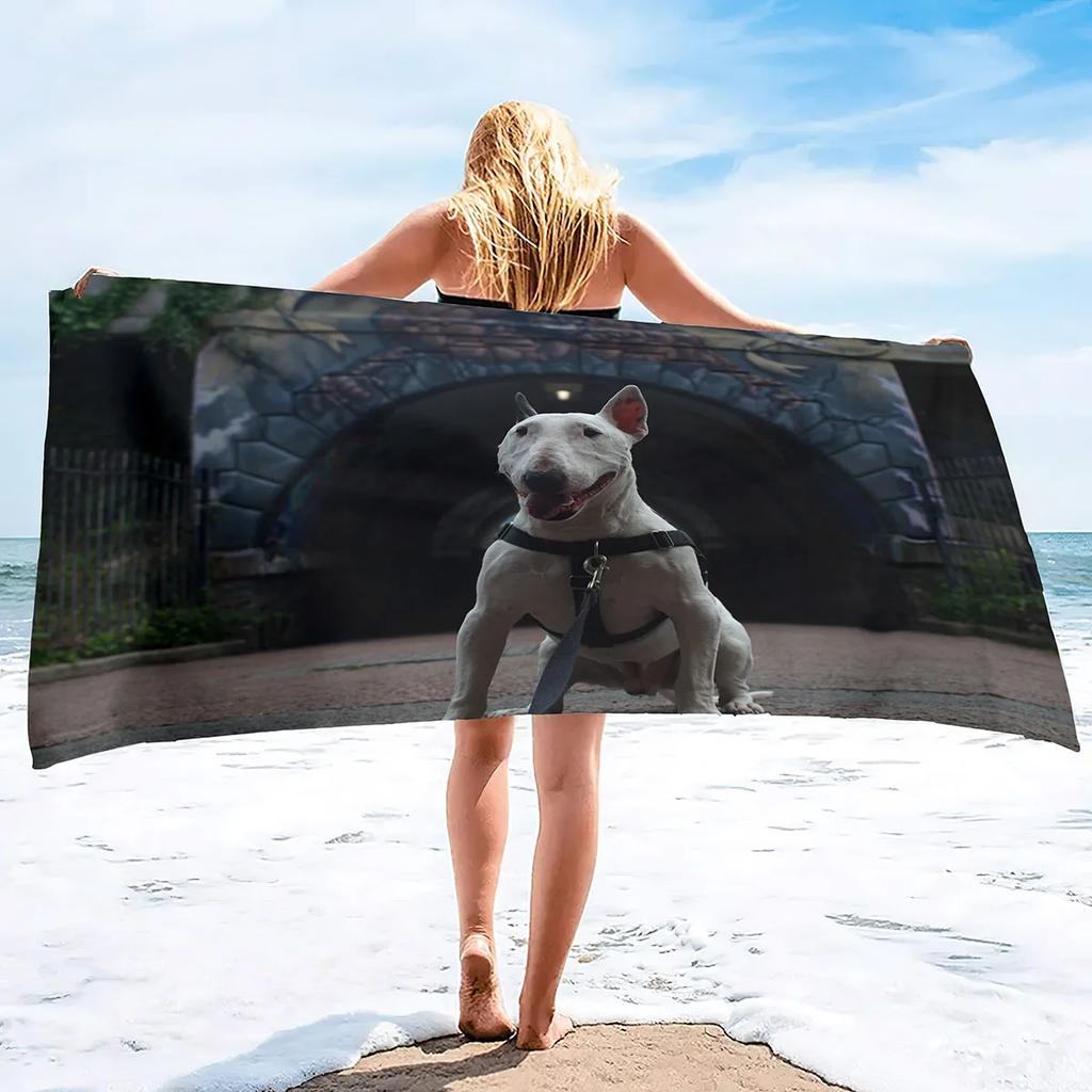 Bull Terrier Print Large Beach Towel for Bath Travel Outdoors Lightweight Soft Towels Super Absorbent Sandproof Quick Dry Towel