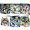 6pcs DIY Animal Pattern Diamond Art Greeting Cards Diamond Art Handmade Cards for Xmas Birthdays Thanksgiving & Special Occasion