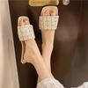 Fashion 2025 Slippers Women's New Summer Square Head Woven Seaside Holiday Beach Shoes Non-slip Open-toe Women's Fashion Comfort Shoes