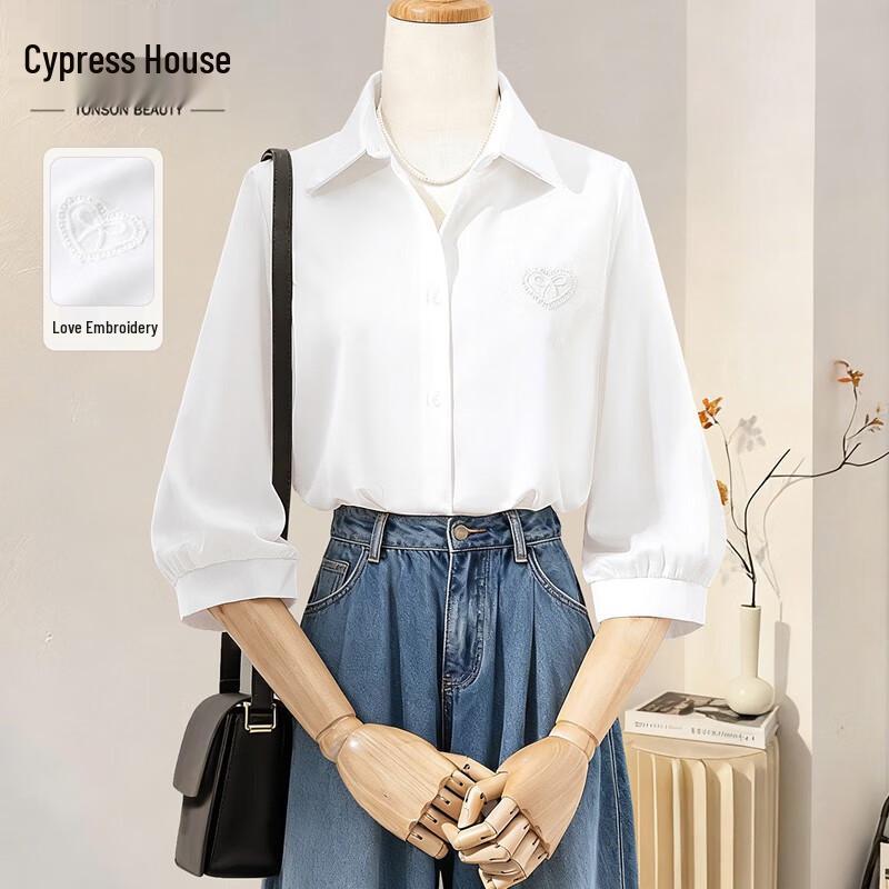 Sybill She Women s Lapel Five-Quarter Sleeve Shirt XL