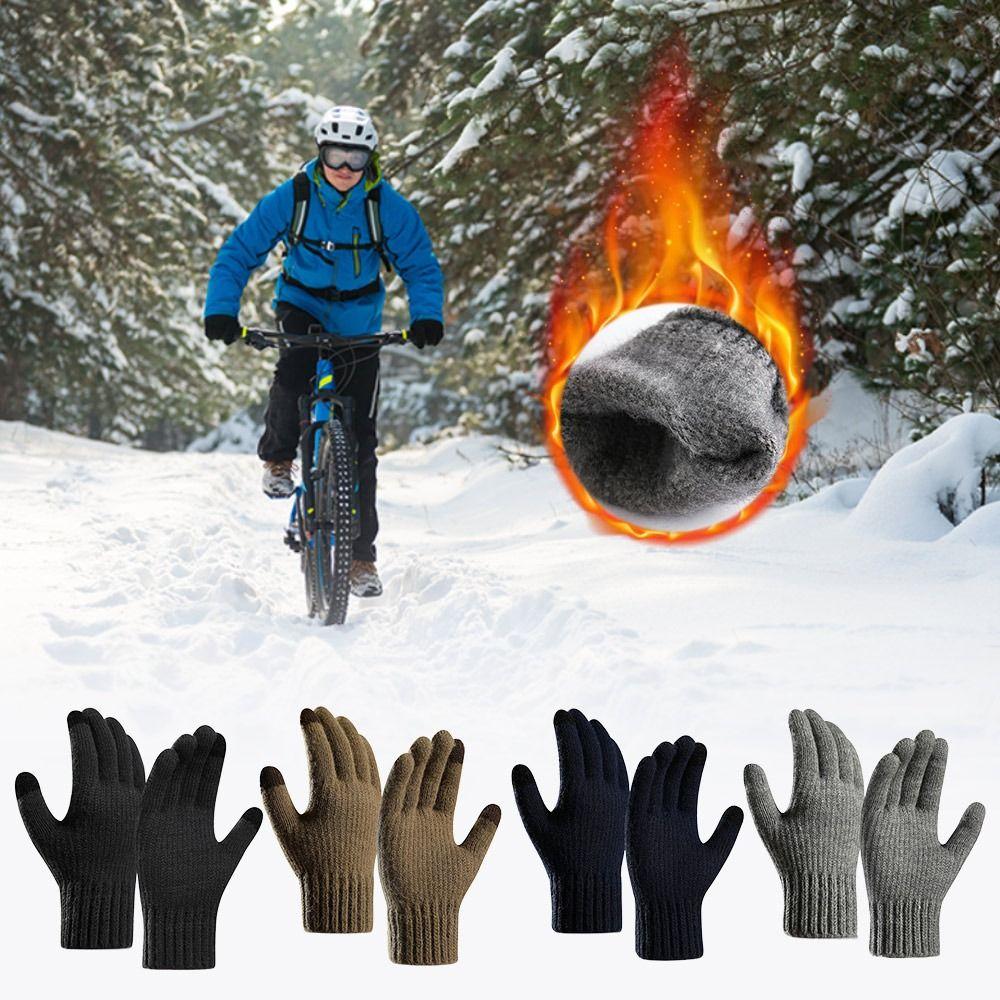 Thicken Men Gloves Solid Color Cycling Mitten New Touch Screen Gloves