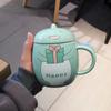 450ml Cute Tiger Dinosaur Ceramics Coffee Mug with Spoon Creative Hand Painted Drinkware Milk Tea Cups Novelty Gifts